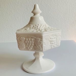 Vintage Imperial Glass Milk Glass Candy Dish